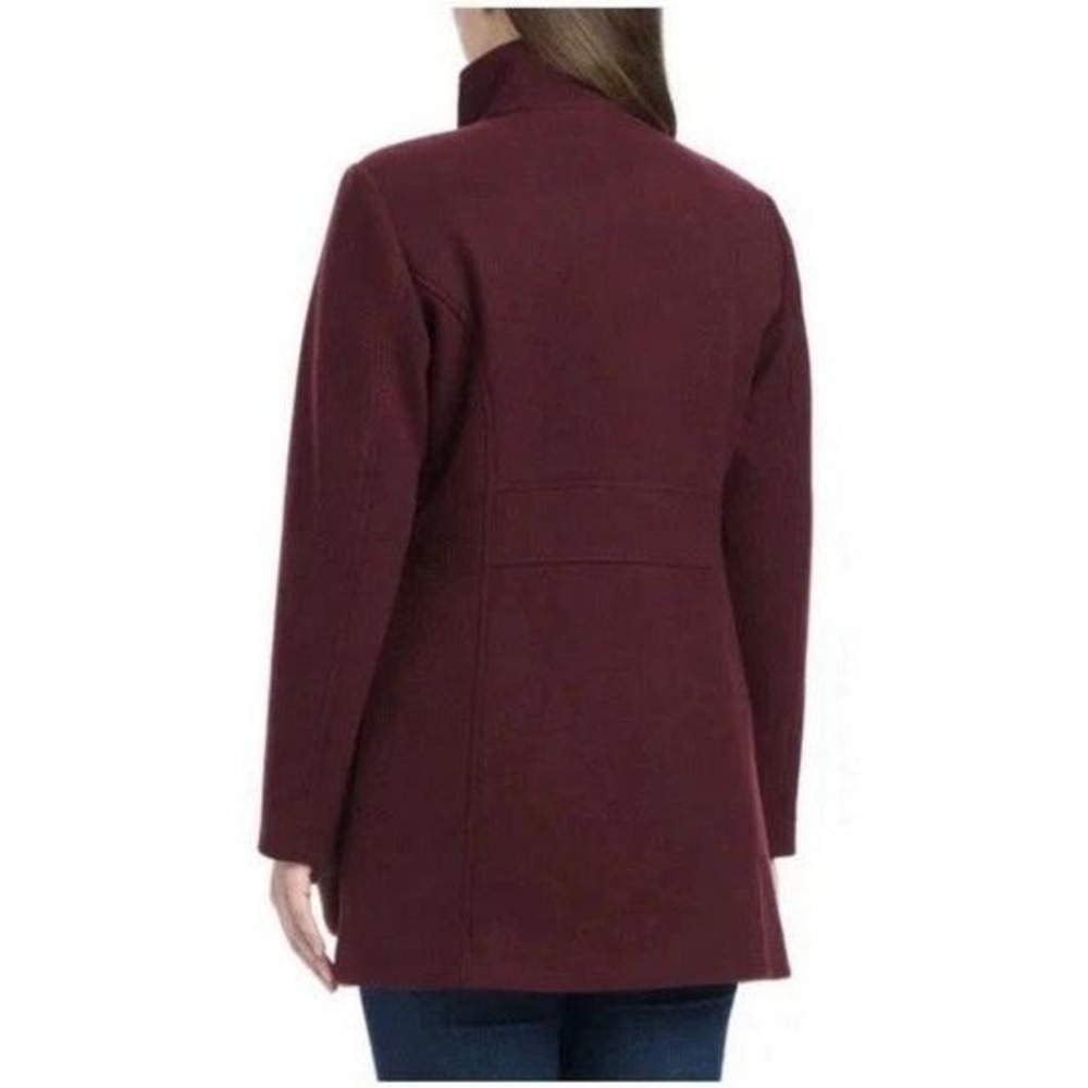 NWT Vince Camuto Women's M Funnel Neck Pea Coat Dark Red PolyesterBlend - Picture 3 of 11